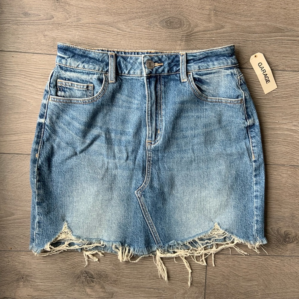 NEW Garage Distressed Denim Skirt